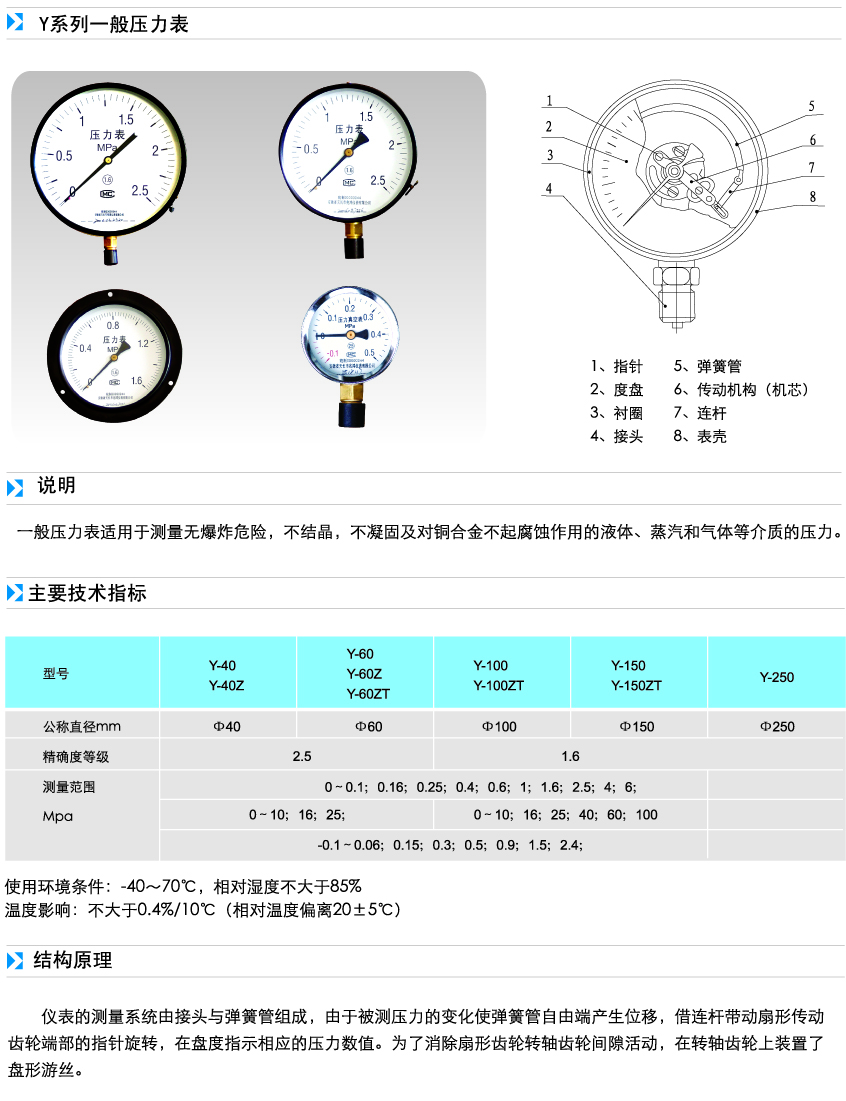 壓力表參數(shù)